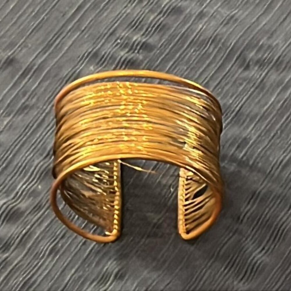 Brass Colored 1 1/2" Wide Wire Cuff Bracelet